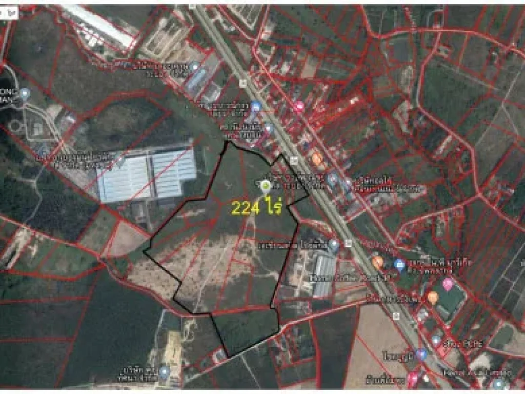 ขายที่ดินแปลงใหญ่ 196 ไร่ ติดถนนใหญ่ เขตนิคมพัฒนา จระยอง