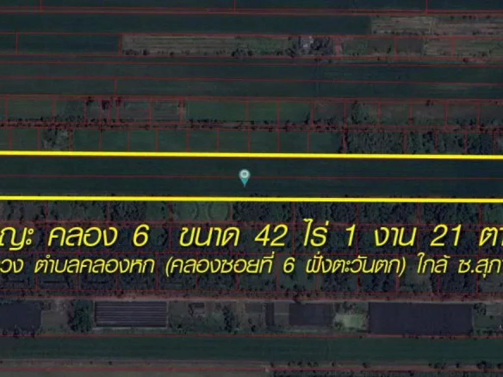 ที่ดินคลองหลวง คลอง 6 ขนาด 42 ไร่ 1 งาน 21 ตารางวา คลอง 6 ฝั่งตะวันตก ธํญญะ