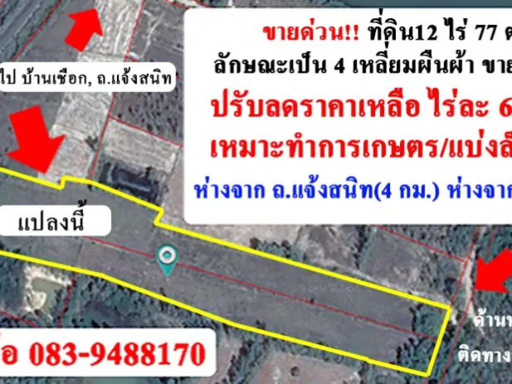 ขายที่ดิน12ไร่ บ้านหนองบ่อ อเมืองอุบล