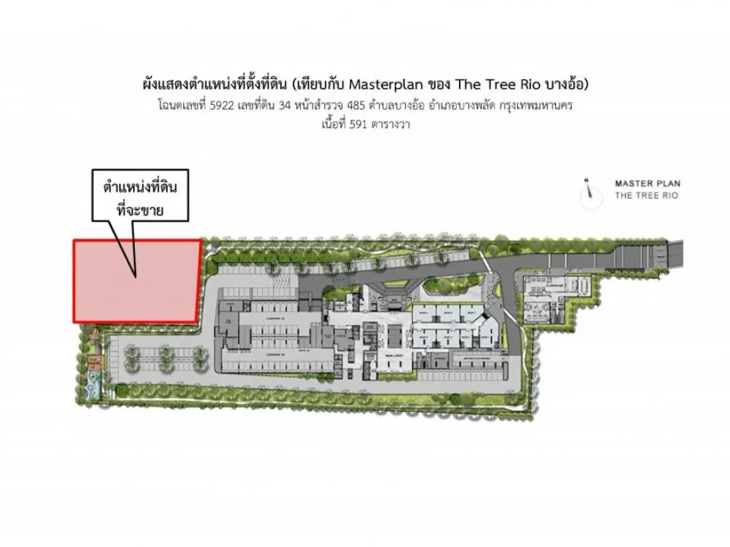 ขายที่ดินเปล่า 591 ตรวาๆ ละ 45000฿ ติดที่ดินข้างเคียง ไม่มีทางเข้าออก ติดคอนโด The Tree Rio บางอ้อ ถจรัญฯ 91