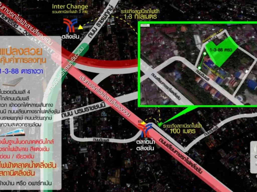 ขายที่ดิน 1-3-88 ไร่ ใกล้กับตลาดน้ำตลิ่งชัน