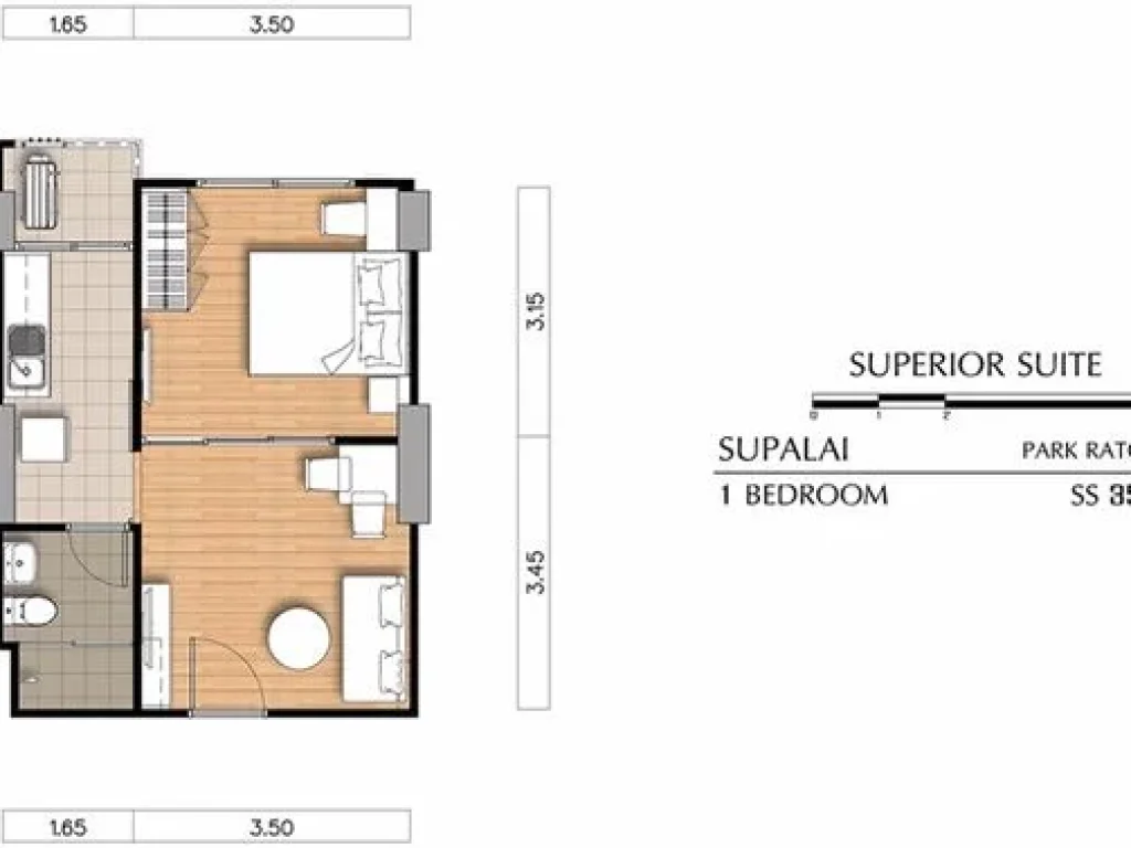 ขายดาวน์ คอนโด ศุภาลัย ปาร์ค รัชวิภา 1 Bed 35 ตารางเมตร ชั้น 11 ห้อง SUPERIOR SUITE ฝั่งตะวันออก ไม่ร้อน