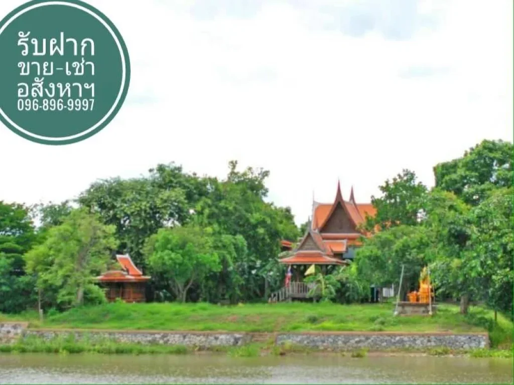 ขาย บ้านเรือนไทยริมน้ำ ติดแม่น้ำน้อย พระนครศรีอยุธยา ขนาดพื้นที่ 1 ไร่ 2 งาน 83 ตรว 