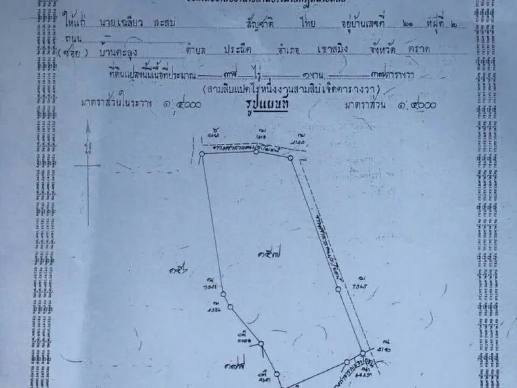 ที่ดินเปล่า โฉนด 2 แปลงรวม 50 ไร่ อยู่ซอยจุลภักดี ตประณีต อเขาสมิง จตราด