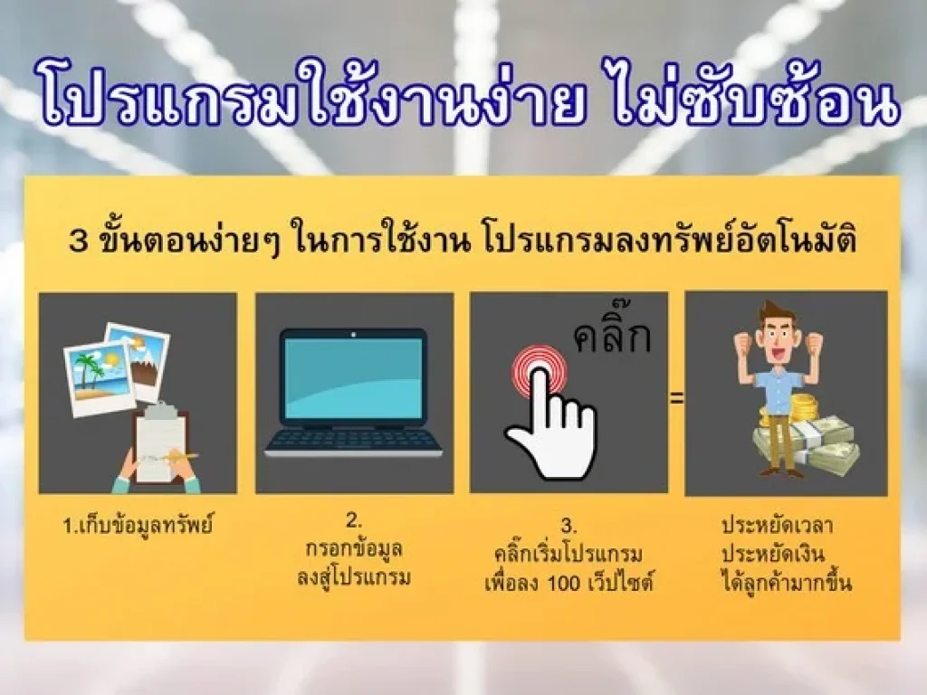 โปรแกรมลงประกาศ 100 เว็บ สำหรับอสังหาริมทรัพย์ทุกประเภท ใช้งานง่าย ประหยัดเวลา ทำแค่ไม่กี่ขั้นตอน