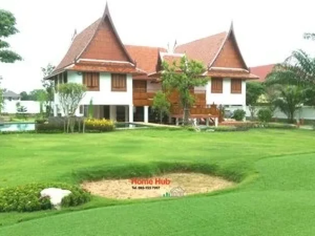 Magnificent Modern Thai Teak House for rent near Mabprachan Pattaya Fully furnished private pool and private putting green