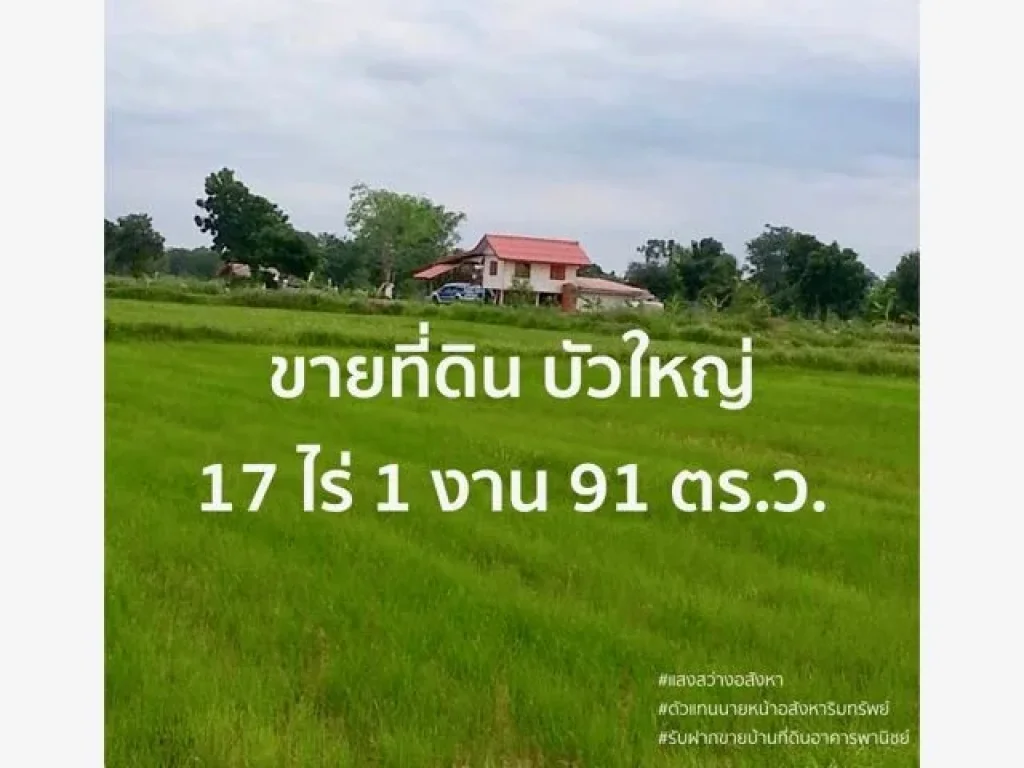 ขายที่นาสวนผสมแปลงสวย อบัวใหญ่ ขนาด 17ไร่ 1งาน 91ตรว