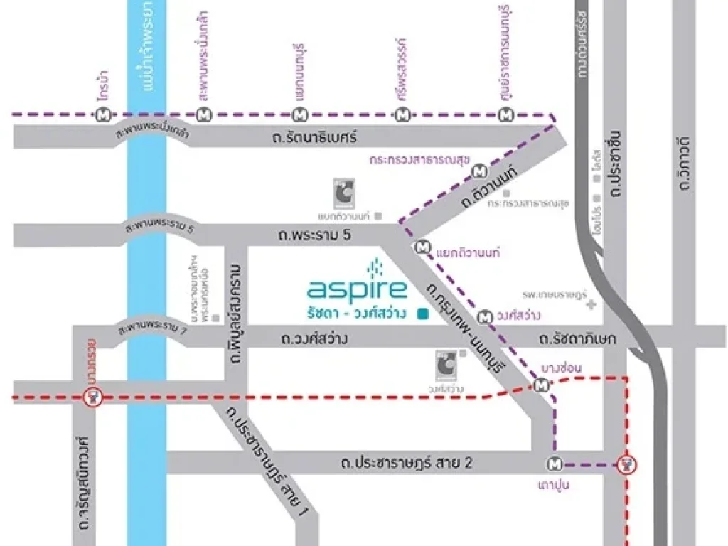 ให้เช่าAspire รัชดา-วงศ์สว่าง ห่างจากรถไฟฟ้า MRT วงศ์สว่างเพียง 80 เมตร ชั้น 17 ขนาดห้อง 26 ตรม