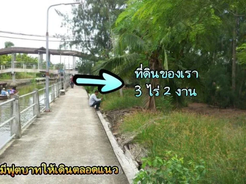 ที่ดินตลาดน้ำท่าค่า ออัมพวา ทำเลธุรกิจ ติดคลอง ติดถนน 3 ไร่ 2 งาน