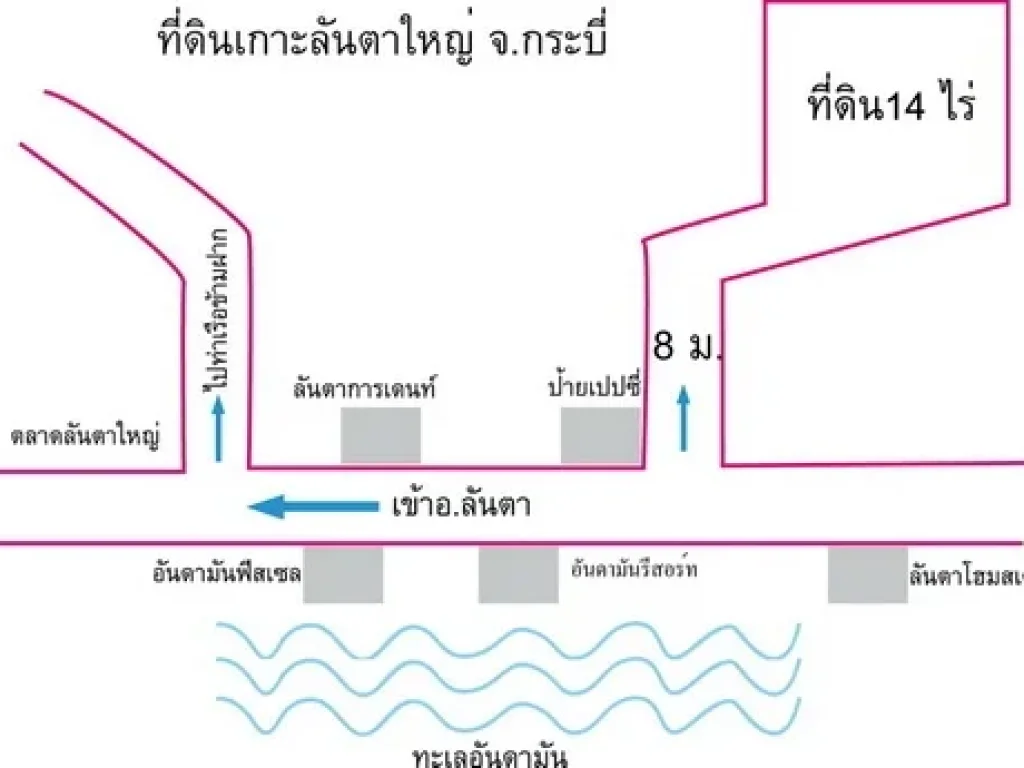 ขายที่ดิน เกาะลันตาใหญ่ กระบี่ ติดเนินฝั่งภูเขา 14 ไร่ ติดถนน ทำเลดีใกล้รีสอร์ท