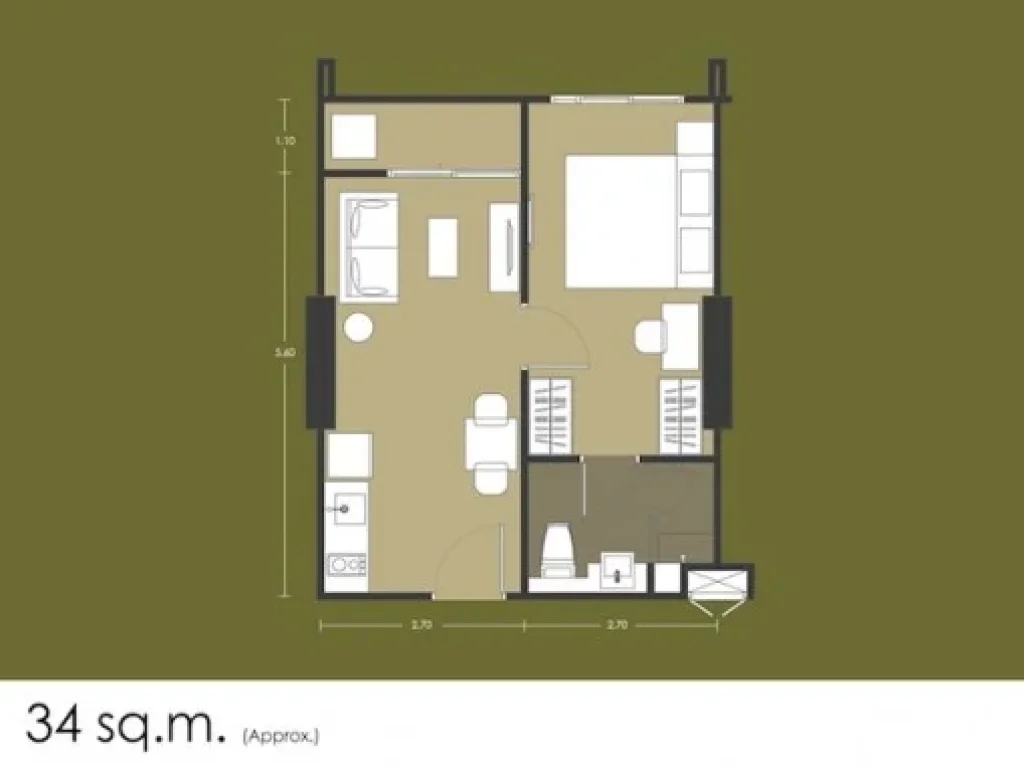 ให้เช่าคอนโด ควินน์ คอนโด ซรัชดา 17 Quinn Condo 1 ห้องนอน 34 ตรม MRT สุทธิสาร