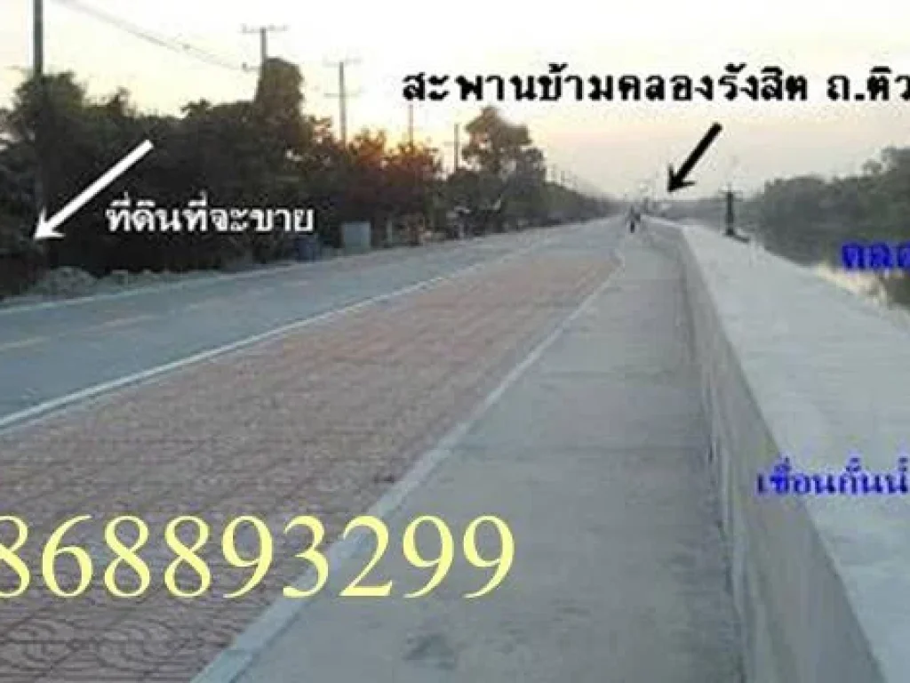 ขายที่ดินย่านรังสิต 6ไร่ กว้าง 50 เมตร ราคาตารางวาละ17500บาท