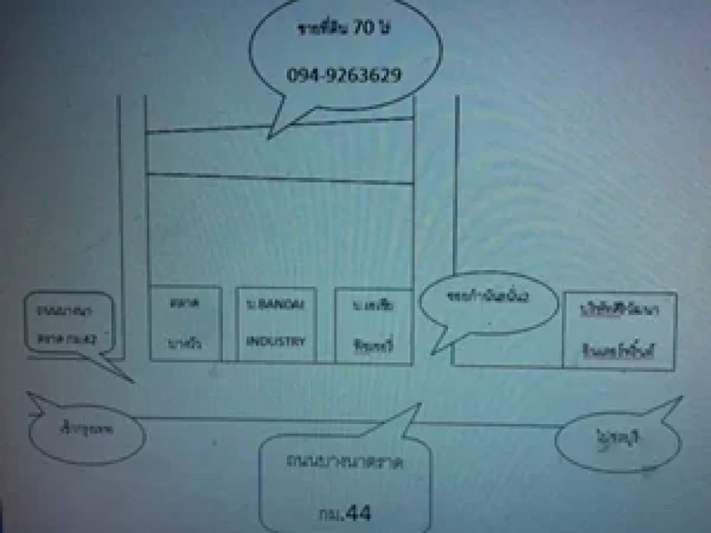 ขายที่ดิน ถนนบางนาตราด กม44 ฝั่งขาออก 69ไร่ เหมาะทำโรงงาน
