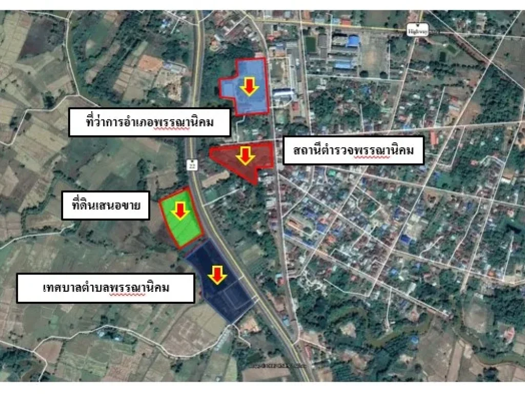 ขาย ให้เช่า ที่ดินราคาถูก ติดถนน 5 เลน เขตเทศบาลพรรณานิคม สกลนคร ความยาวตามแนวถนน 160 เมตร