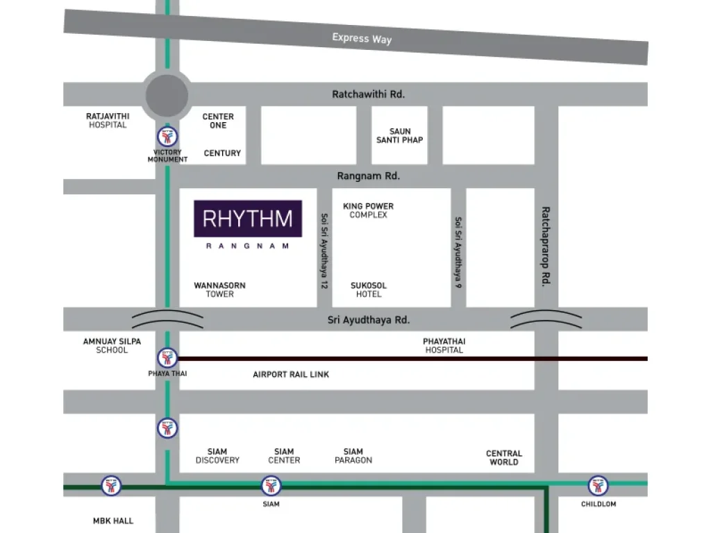 ให้เช่า คอนโด Rhythm Rangnam ริธึ่ม รางน้ำ ใกล้ BTS อนุสาวรีย์ชัย Airport Link พญาไท