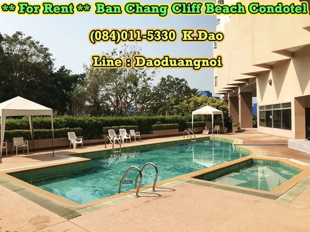 Rental Fee 5000 Baht For Rent Ban Chang Cliff Beach Condotel 5th Floor Studio Type