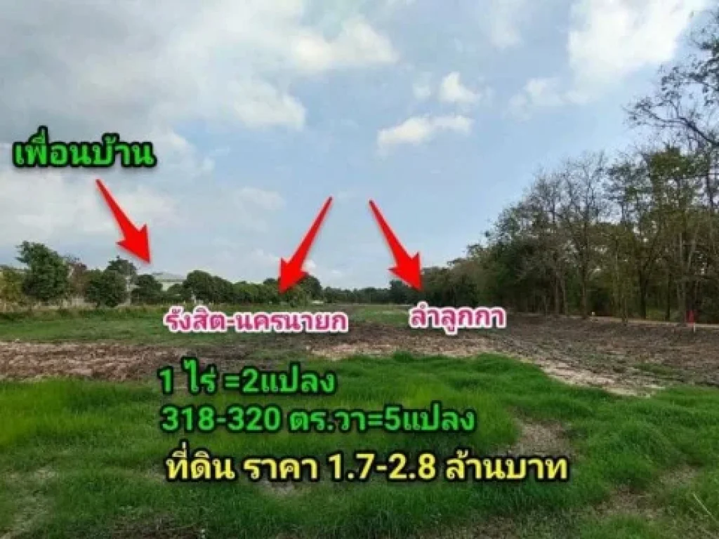 ขายที่ดินติดถนนคอนกรีต น้ำไฟพร้อม คลอง12 ลำลูกกา ปทุมธานี