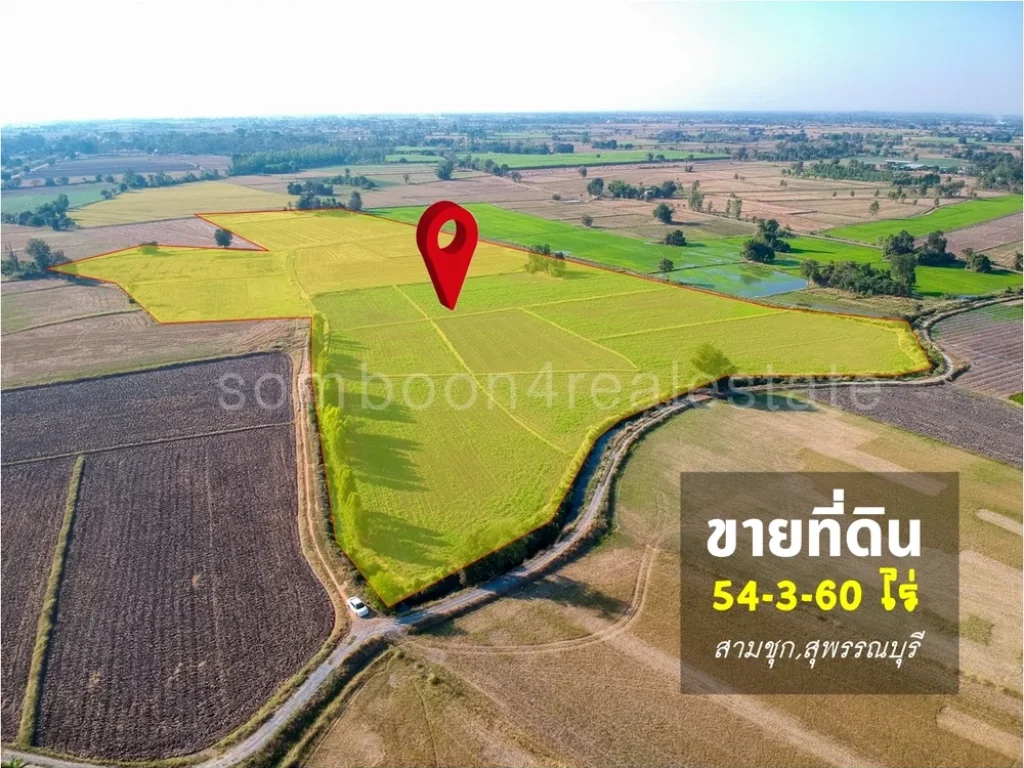 ขายที่ดิน 54-3-60 ไร่ ใกล้ อบตหนองผักนาก อสามชุก จสุพรรณบุรี