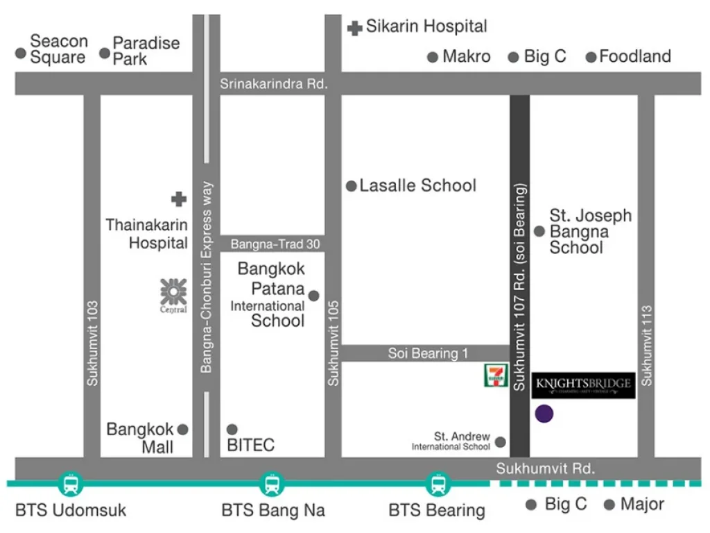 คอนโด ไนท์บริดจ์ แบริ่ง สุขุมวิท 107 ใกล้ BTS แบริ่ง 51 ตรม Duplex Type 1นอน 2น้ำ ชั้น22 ตกแต่งครบ