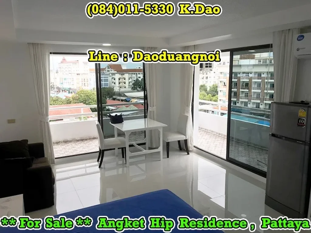 ขายคอนโด Angket Hip Residence พัทยา ห้องมุม พื้นที่ 4277 ตรม ประเภทสตูดิโอ ชั้น 5