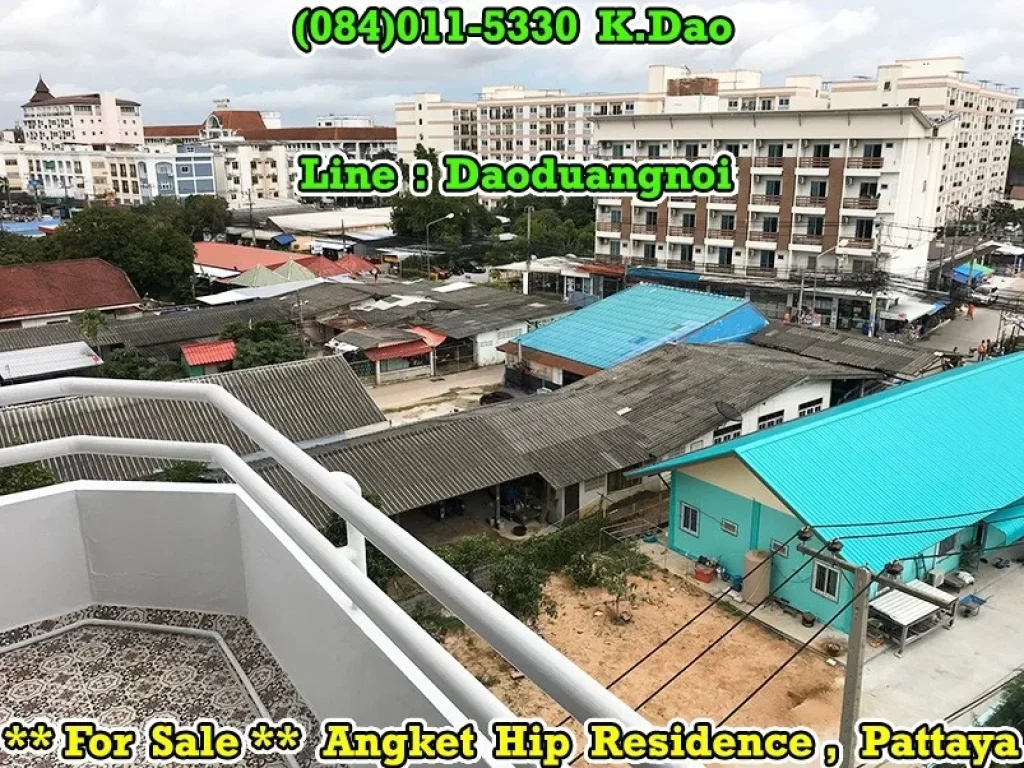 ขายคอนโด Angket Hip Residence พัทยา ห้องมุม พื้นที่ 4277 ตรม ประเภทสตูดิโอ ชั้น 5