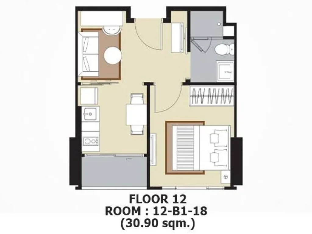 คอนโดให้เช่า ชั้น 12 31 ตรม ลาดพร้าว Condo WHIZDOM RATCHADA LADPRAO onebed 31sqmfl12