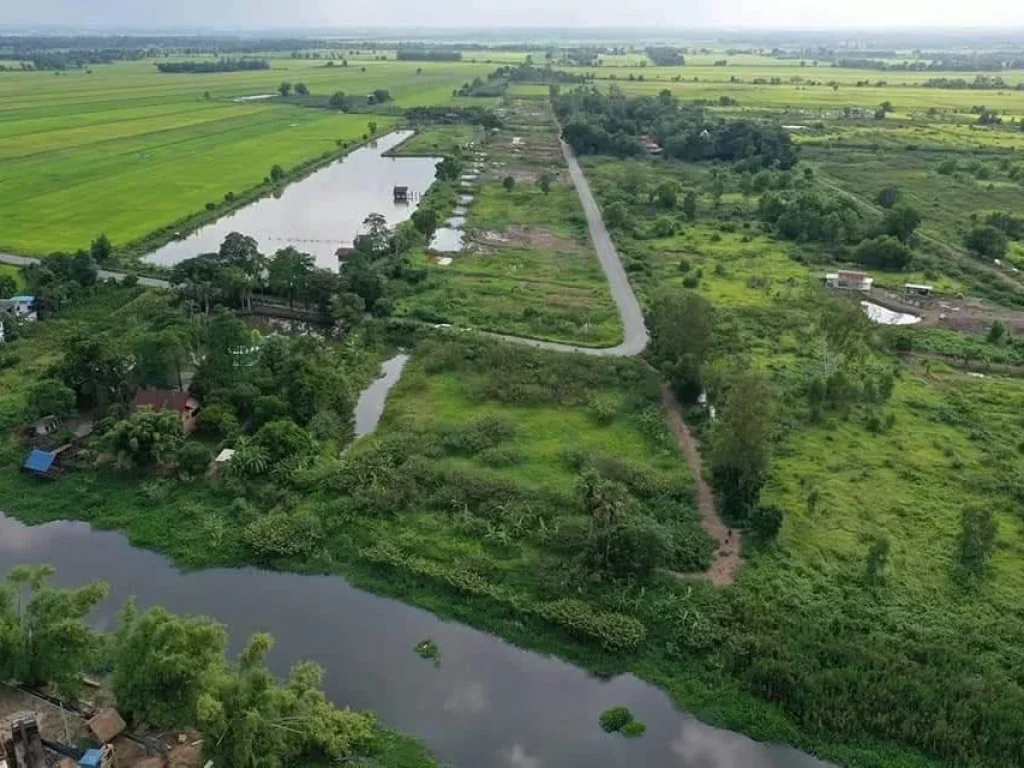 ขายที่ดิน ทำเลธุรกิจแนวสวนเกษตร มีบ่อน้ำธรรมชาติในแปลง ติดถนน คลอง15องครักษ์