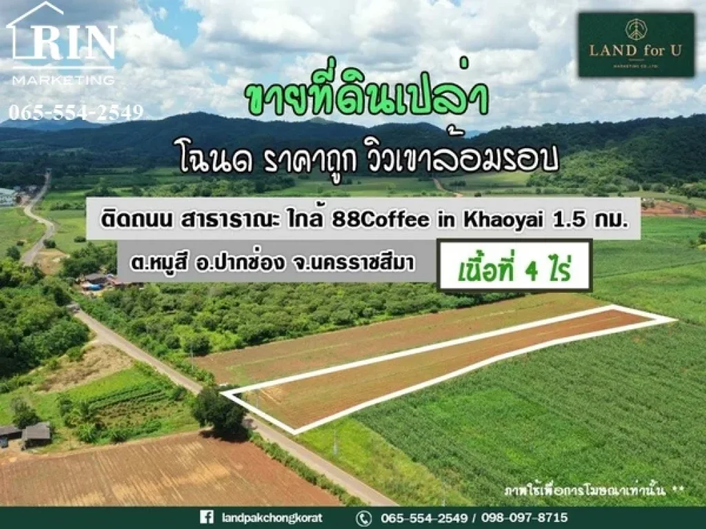 ขายที่ดินเขาใหญ่ ที่ดินติดถนนเส้นบุ่งเตย-บ้านสระน้ำใส ล้อมรอบด้วยธรรมชาติมองเห็นวิวเขาชัดเจน ใกล้TheMemoryKhaoYai400เมตร