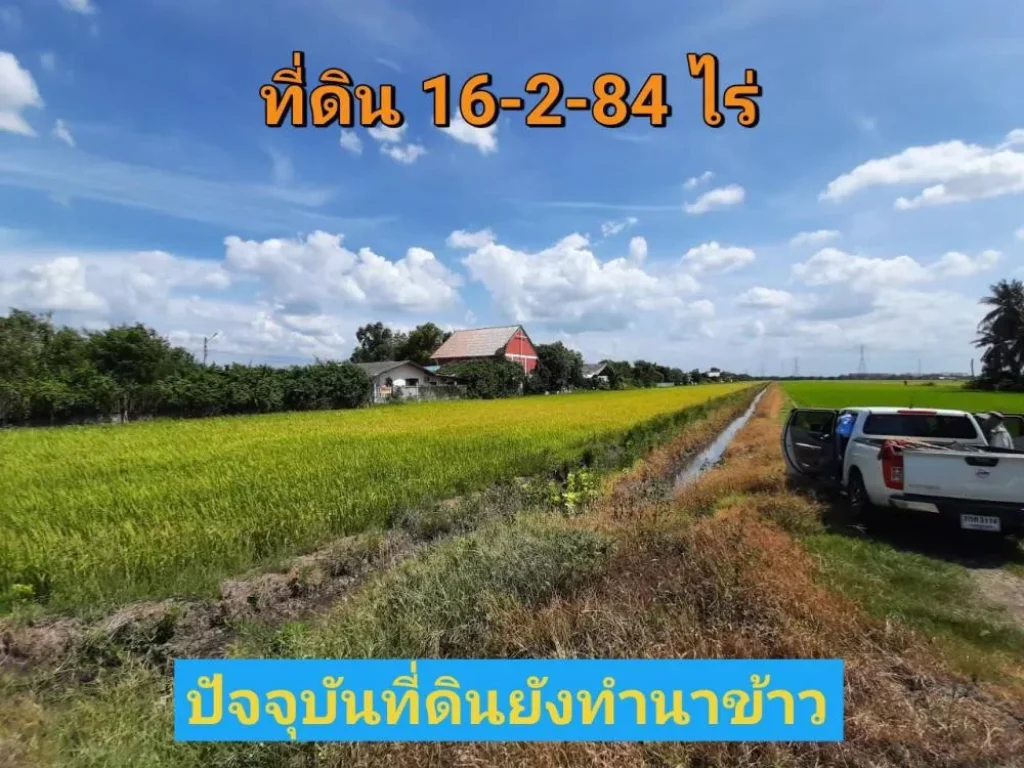 ขายที่ดินราคาถูกมาก 16-2-84 ไร่ ติดถนน เทศบาล5 อลาดหลุมแก้ว จปทุมธานี