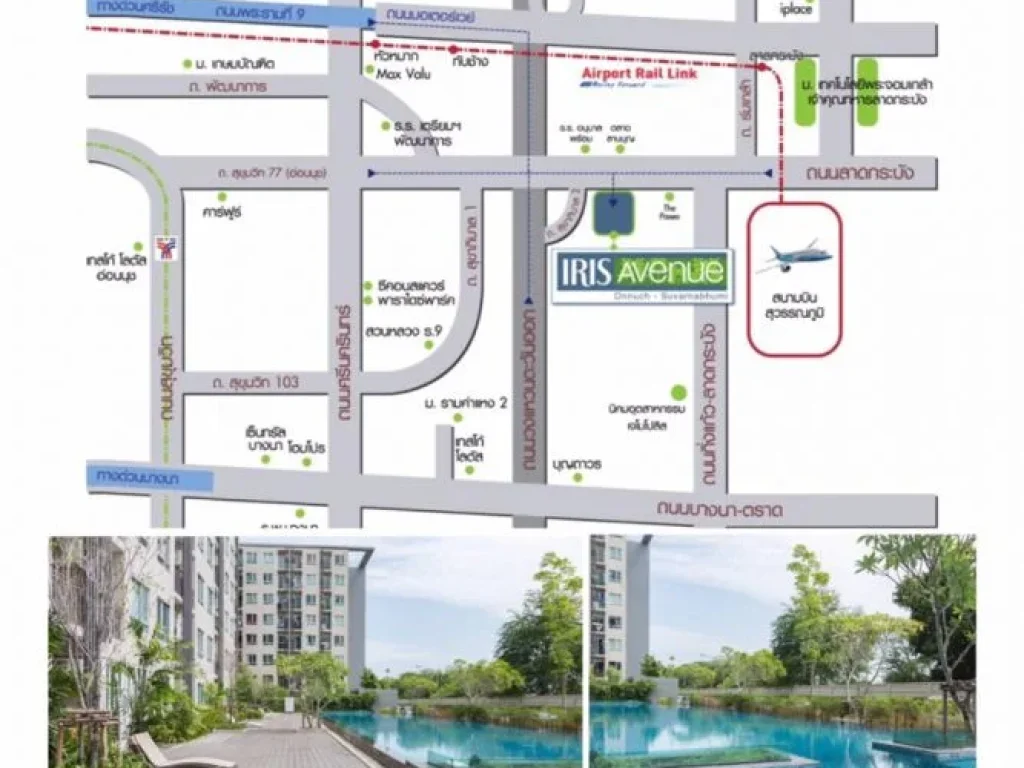 ให้เช่า Iris Avenue onnut Suvarnabhumi Lat Krabang 8500เดือน ใกล้มหาลัย เจ้าคุณทหารลาดกระบัง KMITL