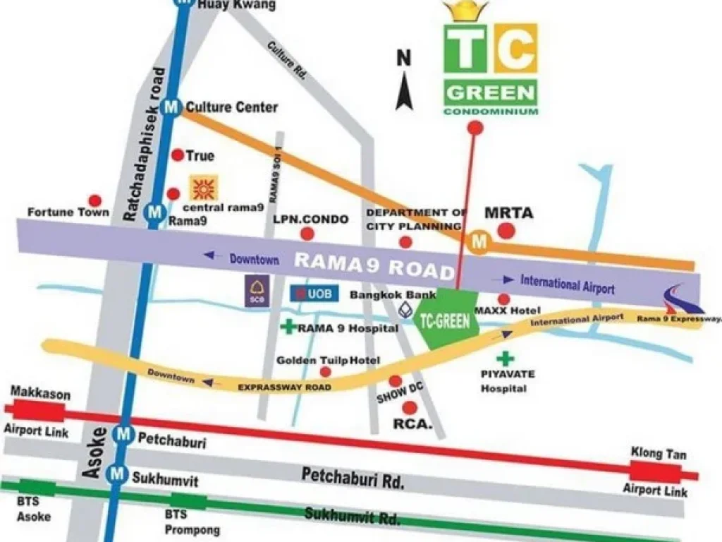 ให้เช่า TC Green พระราม 9 เฟส 2 อาคาร D ชั้น 19 เนื้อที่ 3960 ตรม1 นอน 1 น้ำ สัญญาเช่า6เดือน