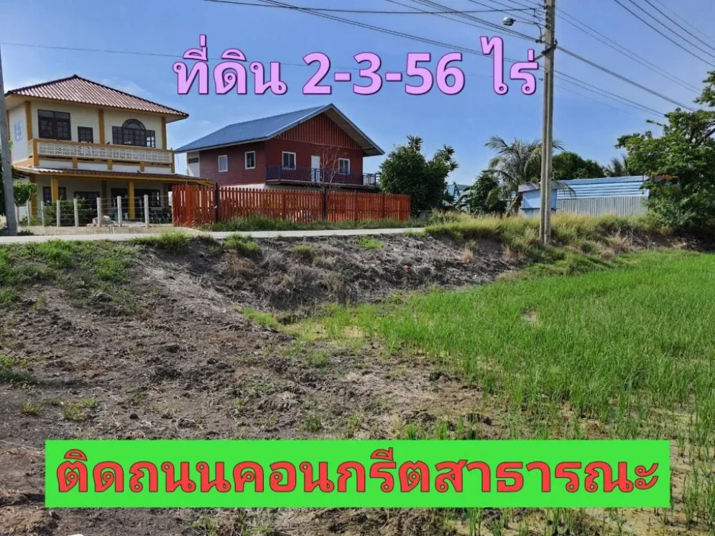 ขายที่ดินไทรน้อย 2-3-56 ไร่ ติดถนนคอนกรีตสาธารณะ ตขุนศรี จนนทบุรี