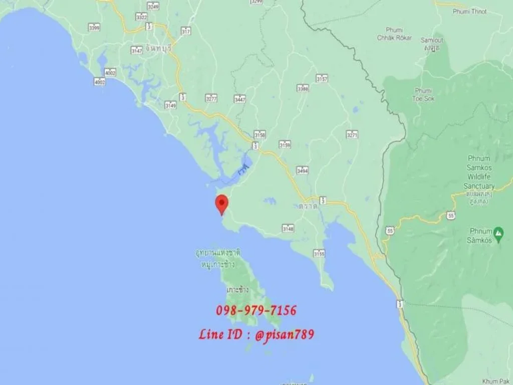 ขายที่ดิน 37 ไร่ 827 ตรว อ แหลมงอบ จ ตราด เป็นโฉนดนส 4 ล้อมรอบด้วยทะเล 3 ด้าน