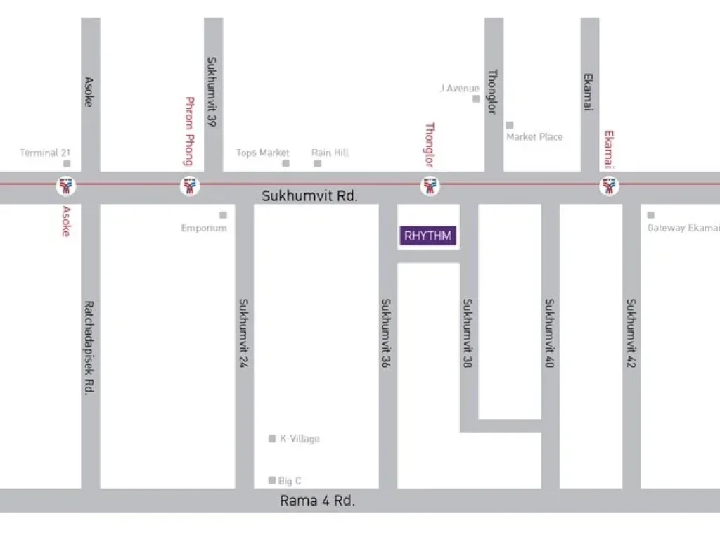 ให้เช่า คอนโด Rhythm Sukhumvit 36 - 38 ริทึ่ม สุขุมวิท 36-38 ใกล้ BTS ทองหล่อ 510 เมตร