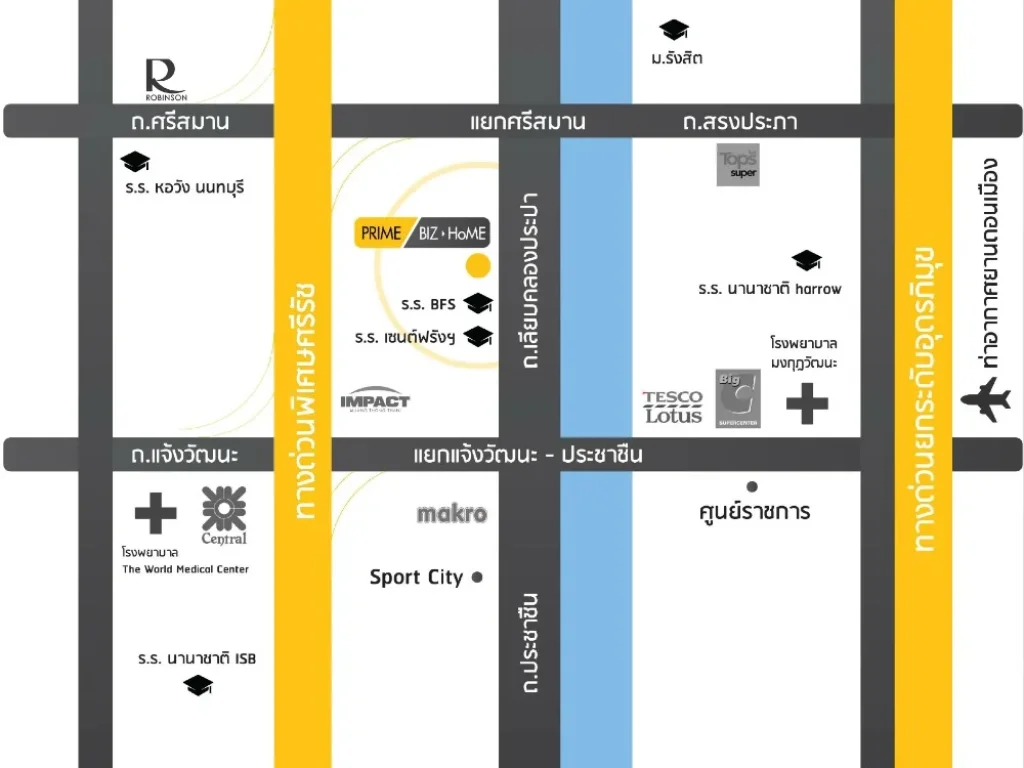 ให้เช่า อาคารสำนักงาน4ชั้น ไพรม์ บีซ-โฮม ถนนเลียบคลองประปา เมืองทองธานี