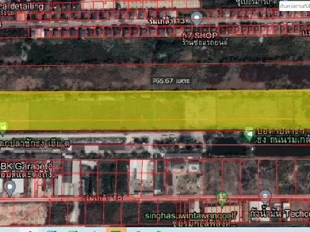 ที่ติดถนนร่มเกล้า ระหว่าง ซร่มเกล้า13-15 ขนาด37 ไร่ ราคาไร่ละ 14 ล้านบาท หน้ากว้าง74 เมตร ลึก 800เมตร