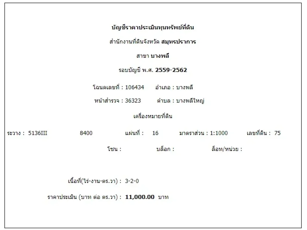 ขายที่ดิน 3 ไร่ 2 งาน ถนนหน้าที่ดิน 2 เลน ในอำเภอบางพลี จังหวัดสมุทรปราการ