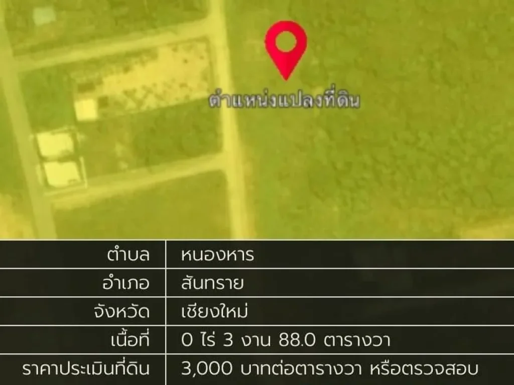 ขายด่วน ราคาต่ำกว่าประเมินแบงค์ ที่ดินผังสีเหลือง 1-3-66 ไร่ ใกล้มแม่โจ้ อสันทราย เชียงใหม่