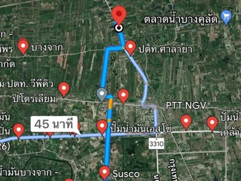 ขายที่ดิน 5 ไร่ ทรงสี่เหลี่ยมผืนผ้า หน้าที่ดิน ติดถนนศาลายา