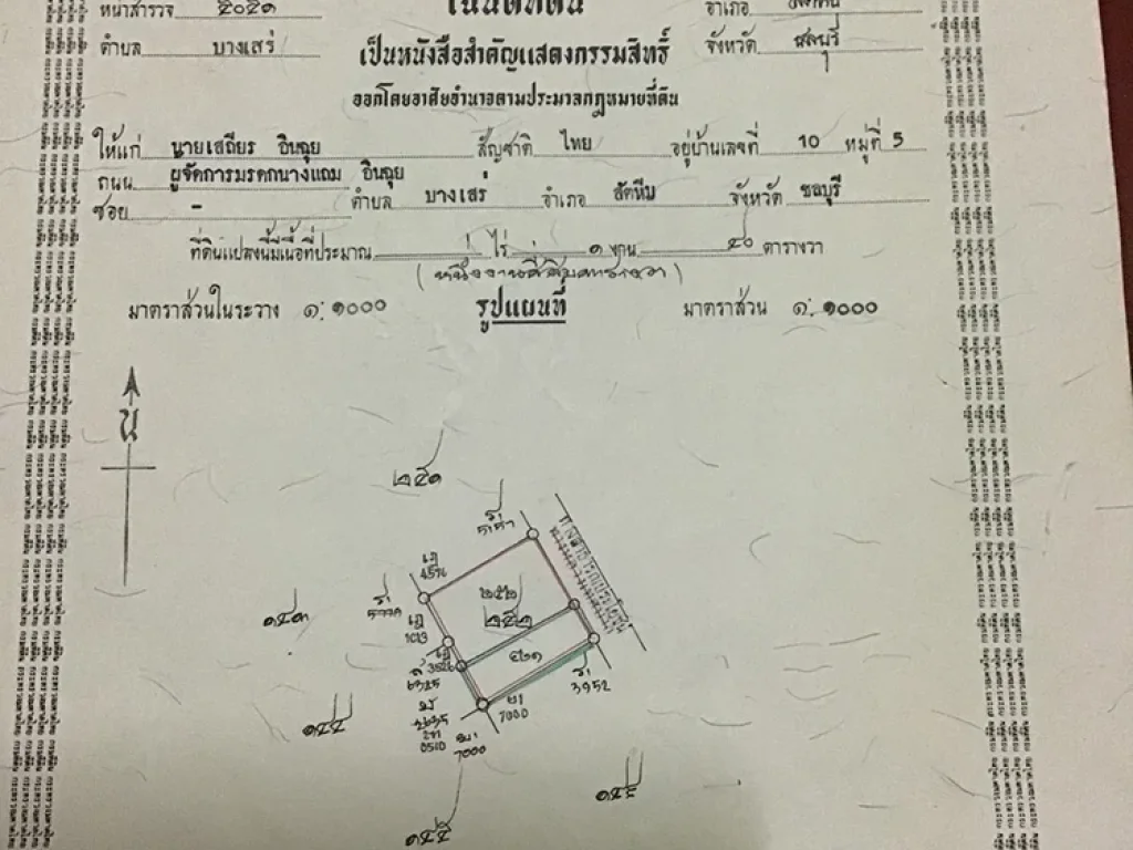 ขายที่ดิน เนื้อที่ 96 ตรว ไม่ไกลจากทะเล ในตำบลบางเสร่ อสัตหีบ จชลบุรี