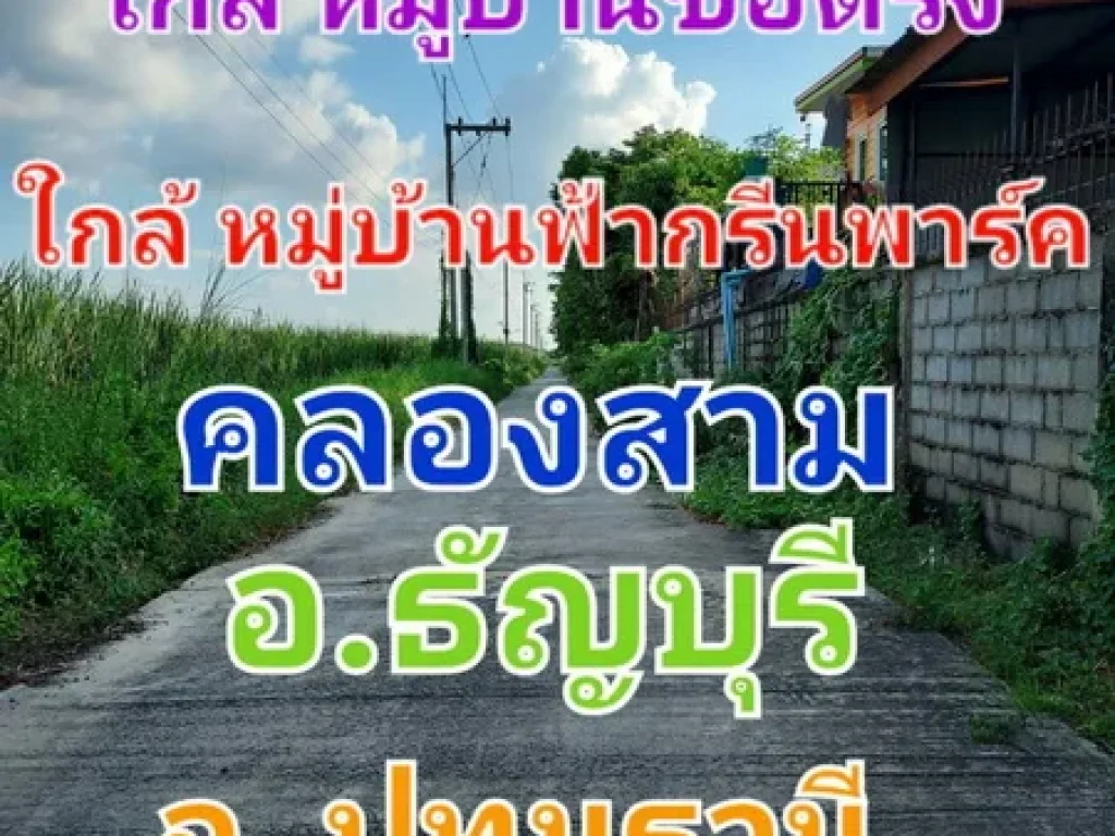 ขายที่ดิน เนื้อที่ 20 ไร่ ซอยรังสิต-นครนายก 70 ใกล้เทศบาลตำบลบึงยี่โถ คลองสาม