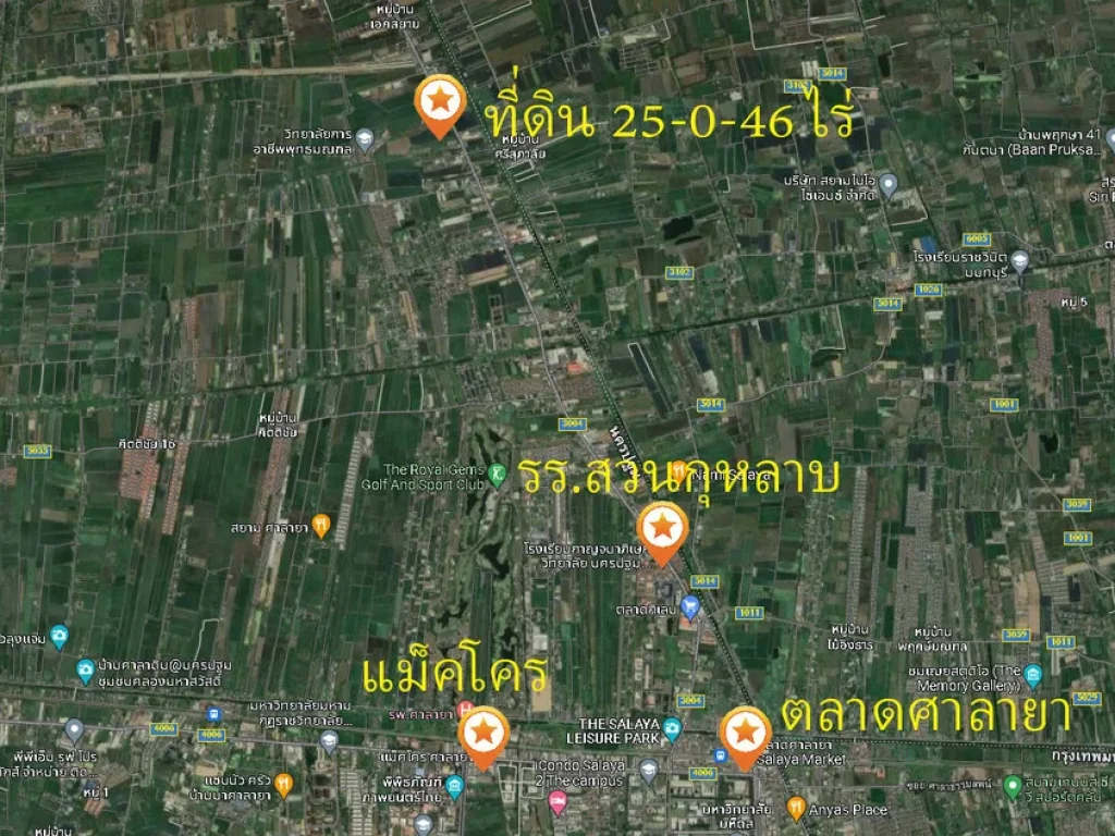 ขายที่ดินพร้อมบ้าน และสวน 25-0-46 ไร่ ตคลองโยง ติดถนนใหญ่