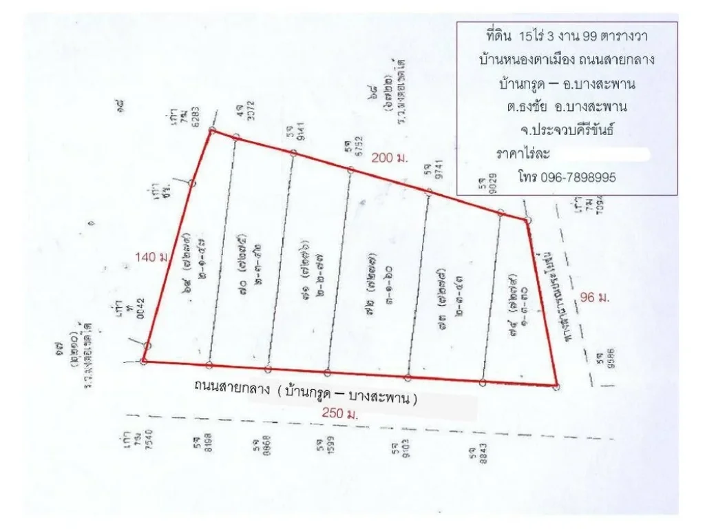 ที่ดิน2-5 ไร่ ถมแล้ว ปลูกไม้ป่าเศรษฐกิจ บ้านกรูด บางสะพาน จประจวบฯ