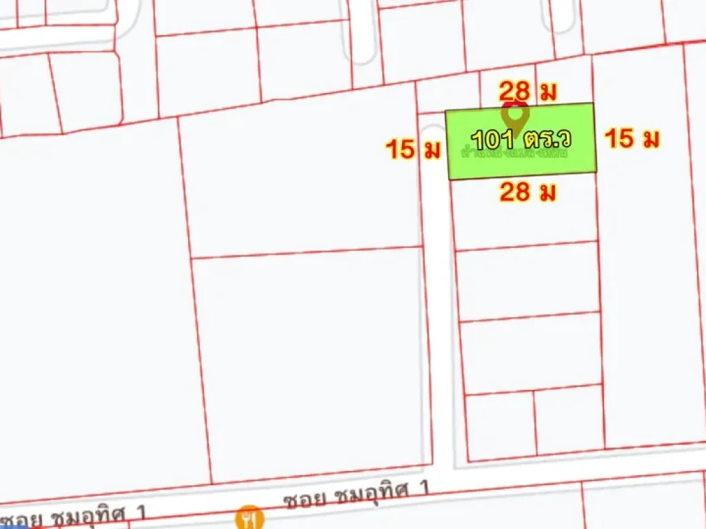 ขายที่ดิน 101 ตรว ซรามอินทรา 5 แยก 3 ใกล้รถไฟฟ้า BTS