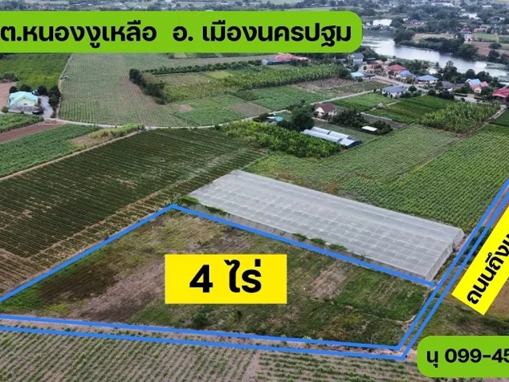 ขาย ที่ดิน ตหนองงูเหลือม อเมืองนครปฐม 4 ไร่ ราคาถูก ไร่ละ 1 ล้าน