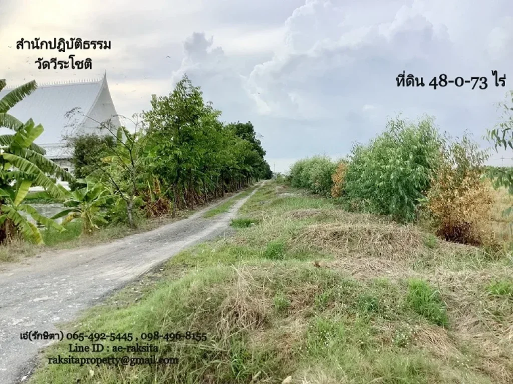 ขาย ที่ดิน 48-0-73 ไร่ ซอยวัดวีระโชติ สุวินทวงศ์ เมืองฉะเชิงเทรา ถูกสุดในย่านนี้ ผังเมืองเป็นประเภทชุมชน