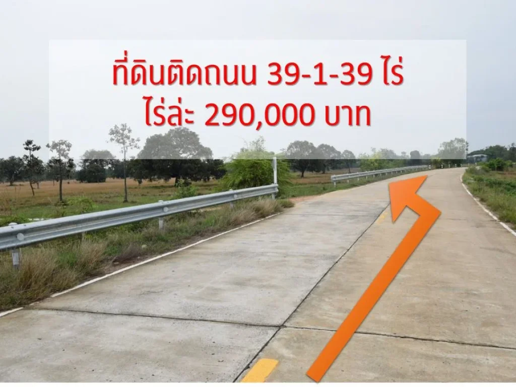 ขายที่ดินครุฑแดง อสว่างวีระวงศ์ จอุบลราชธานี พื้นที่ 39-1-39 ไร่ ติดถนน 2 ด้าน ติดถนนคอนกรีตหลัก 185 ม ติดถนนรอง 350 ม