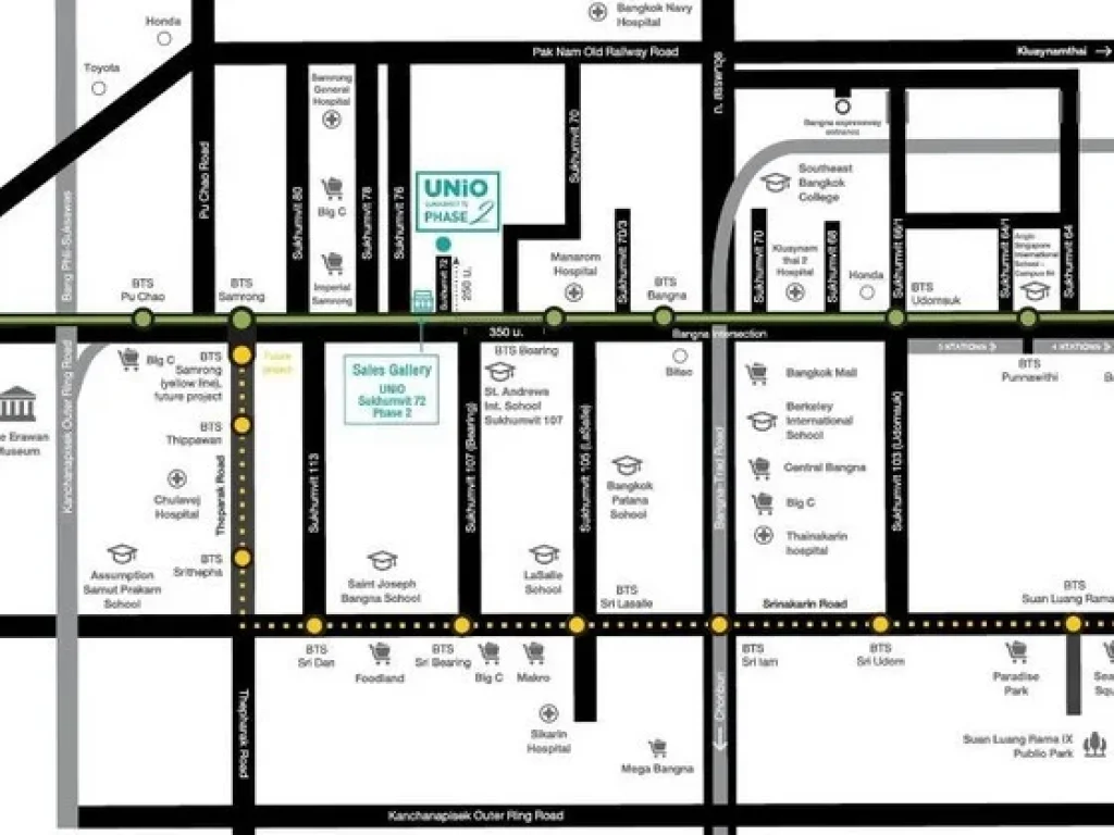 พร้อมขายมาก คอนโด 2ห้องนอนใกล้รถไฟฟ้า แบริ่ง ราคา 29 ล้าน Unio Sukumvit 72 Phase 2