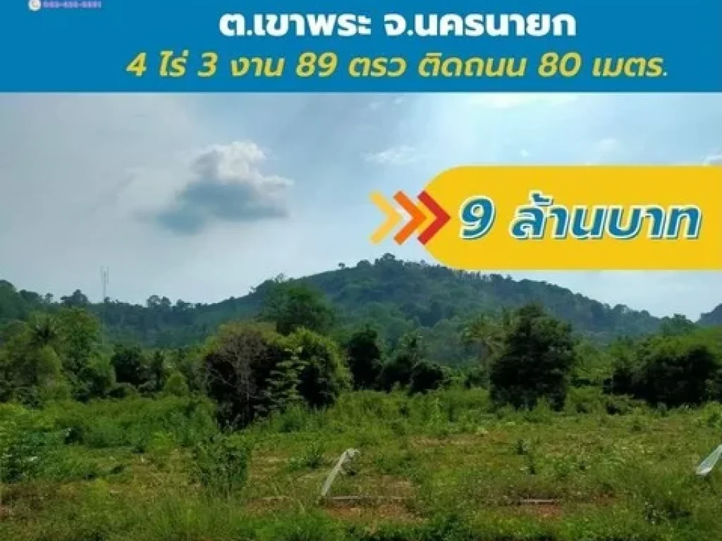 ที่ดินหน้าเขามาแล้วจ้า 4 ไร่ 3 งาน 89 ตรว ขายยกแปลง ตเขาพระ อเมืองนครนายก มองเห็นวิวเขาสวยงาม