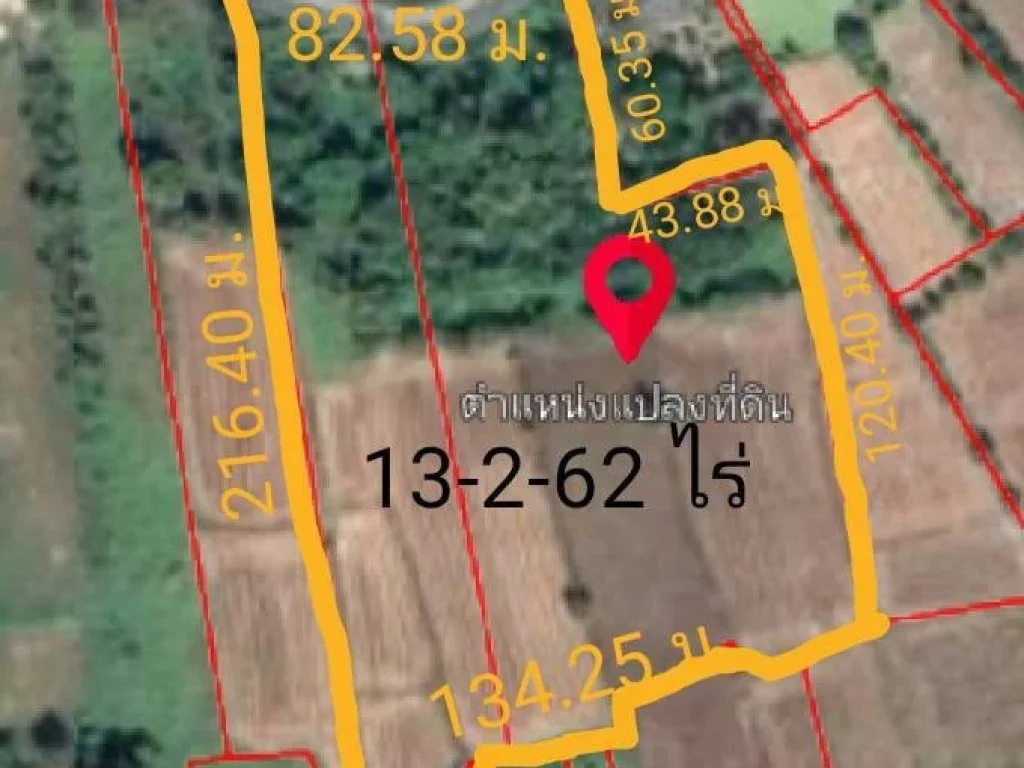 ขายที่ดินโฉนด เนื้อที่ 13-2-62 ไร่ ติดคลอง ฝั่งตรงข้ามด้านข้างตลาดโรงเกลือ